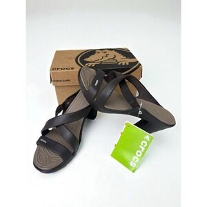 Crocs Cyprus IV Espresso/Mushroom Heels Size‎ 9 NWT Orig Box  *Mark
